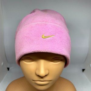 Nike Fleece Barbiecore Pink Beanie w/Gold Swoosh OS
